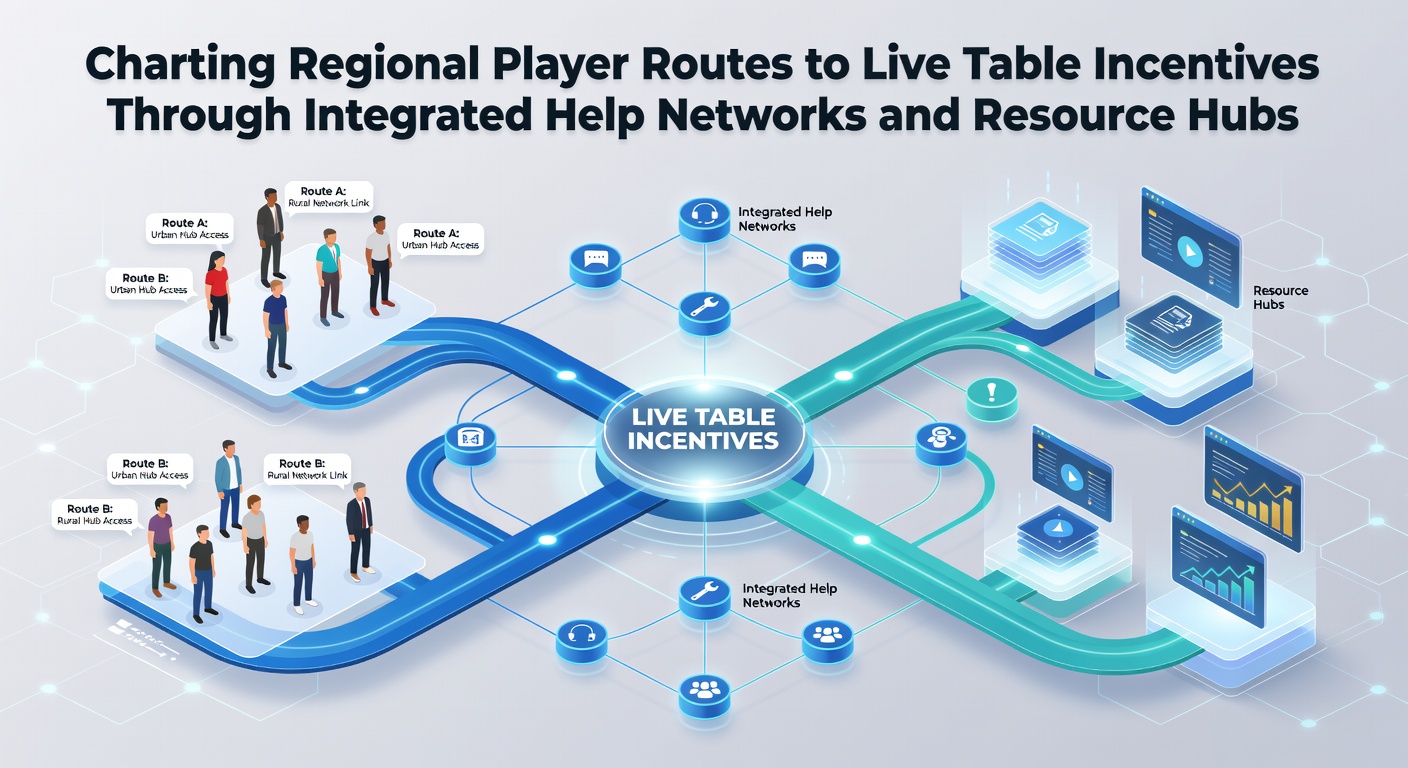 Regional map showing player routes connecting to live table game networks and support hubs