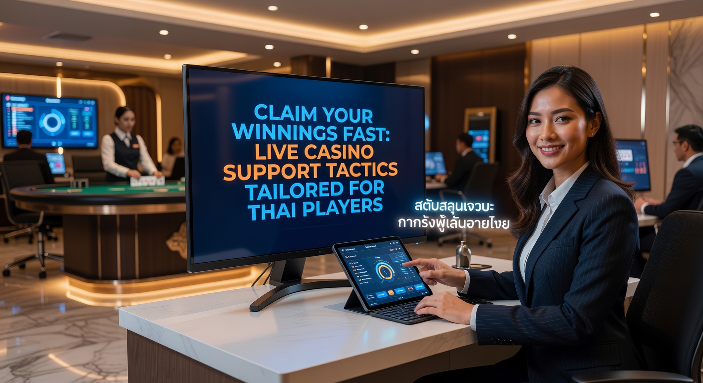 Thai player interacting with live casino support interface on mobile device, highlighting quick chat and payout options