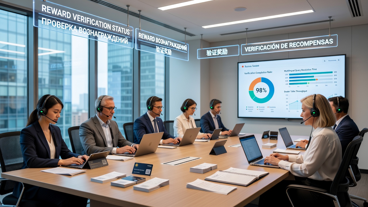 Multilingual support agents coordinating reward checks with live dealer table systems