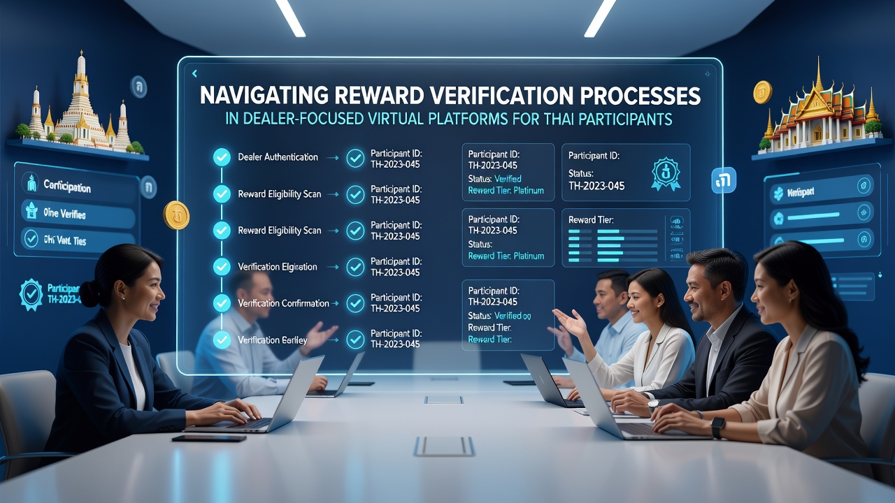 Thai participants reviewing reward verification steps on a live dealer platform interface