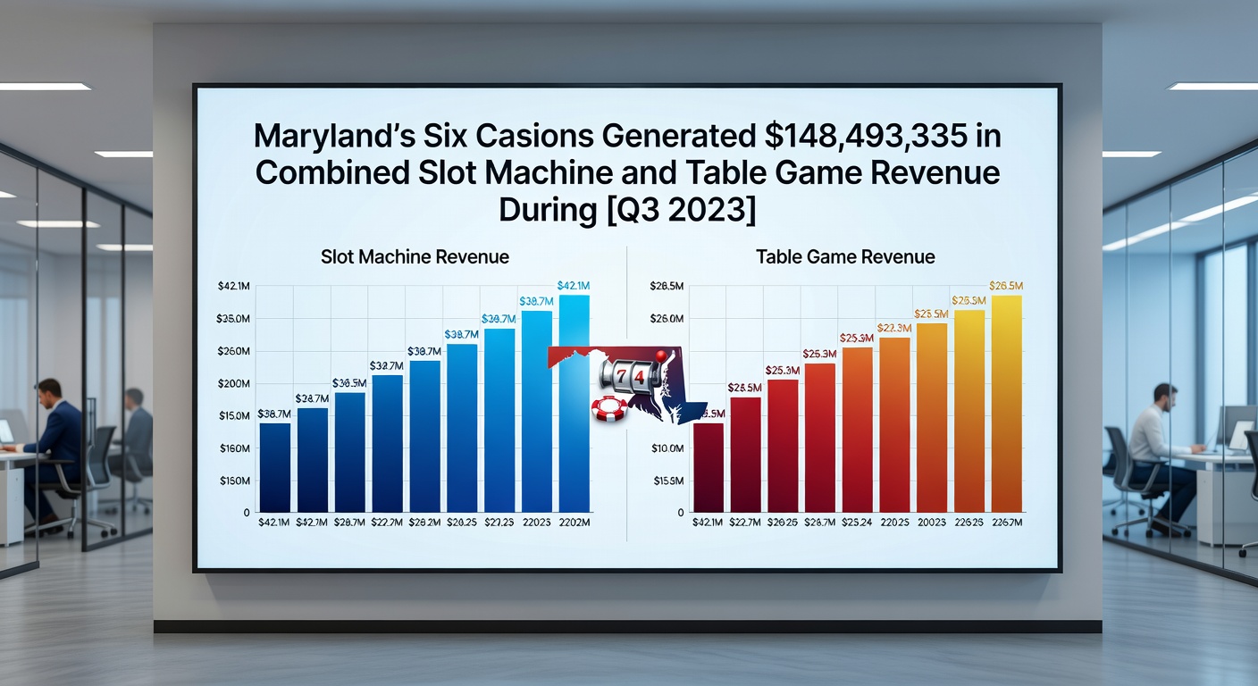 Infographic detailing state fund allocations from Maryland casino revenues, including declines in Education Trust Fund contributions for February 2026